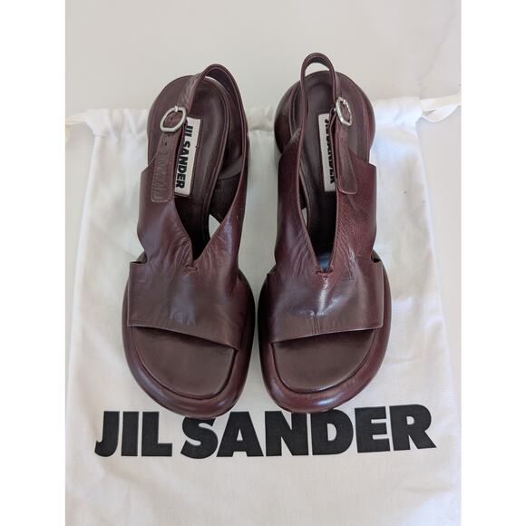 Jil Sander Ribes Leather Column Heel Slingback Sandals Women’s EU 36 US 6 Chic - Picture 4 of 9
